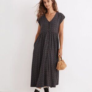 Madewell Button-Front Midi Dress in Campden Daisies